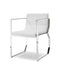 Dining Chairs - Dining Armchair White Faux Leather Polished Stainless Steel Frame