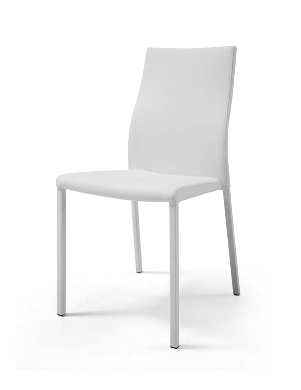Modern Dining Chairs - 22" X 17" X 36" White Faux Leather / Metal Dining Chair