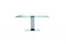 Dining Room Tables - 63" X 35" X 30" clear Glass/Stainless Steel Dining Table