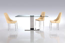 Dining Room Tables - 63" X 35" X 30" clear Glass/Stainless Steel Dining Table