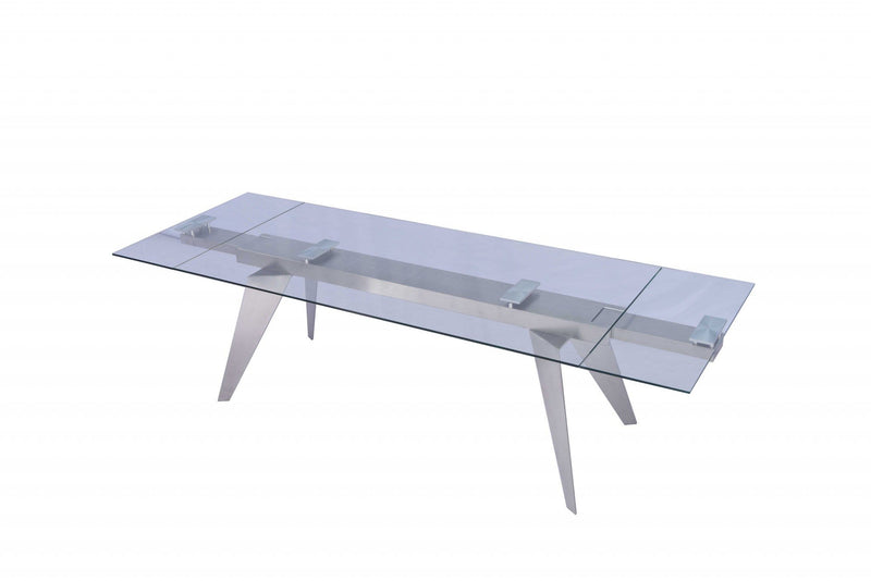 Dining Room Tables - 79" X 40" X 31" Clear Glass Extendable Dining Table