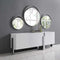 Decorative Wall Mirrors - Medium Round Mirror In Matte White. Polished Stainless Steel Frame.