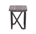 Black Stool - 14" X 14" X 18" Natural/Black Wood Iron Stool Mixed