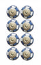 Door Knobs - 1.5" x 1.5" x 1.5" Blue, White And Gold - Knobs 8-Pack