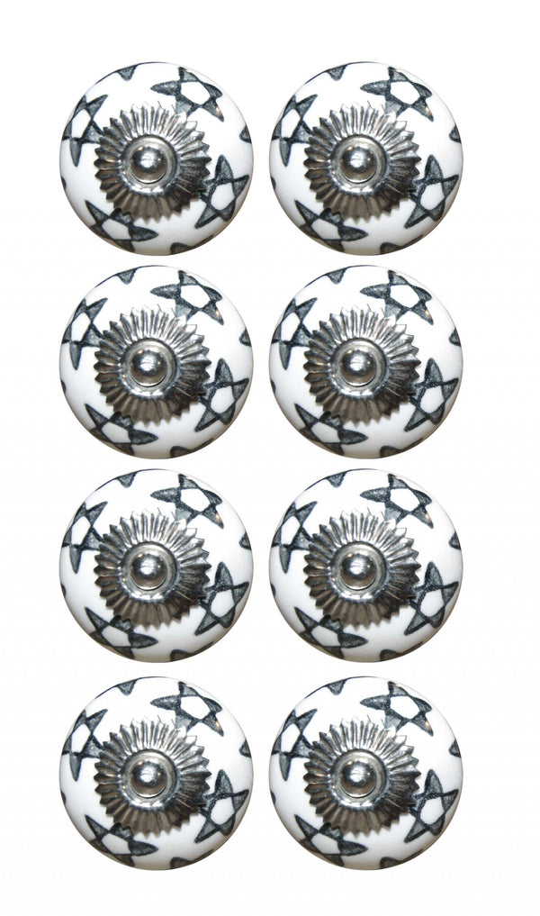 Door Knobs - 1.5" x 1.5" x 1.5" White, Silver And Gray - Knobs 8-Pack