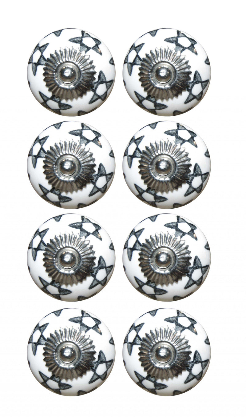 Door Knobs - 1.5" x 1.5" x 1.5" White, Silver And Gray - Knobs 8-Pack