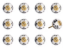 Door Knobs - 1.5" x 1.5" x 1.5" White, Black and Yellow - Knobs 12-Pack