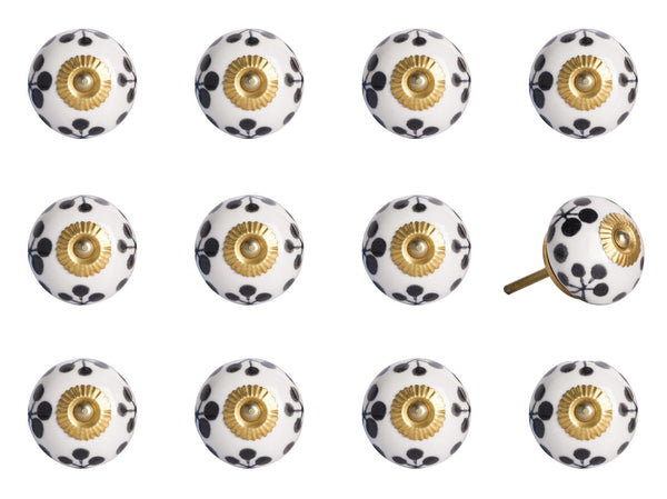 Door Knobs - 1.5" x 1.5" x 1.5" White, Black and Yellow - Knobs 12-Pack