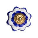 Door Knobs - 1.5" x 1.5" x 1.5" White, Blue and Gold - Knobs 12-Pack