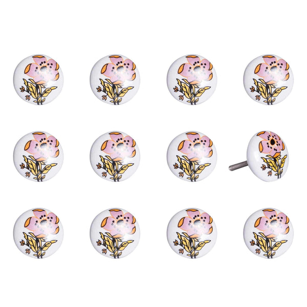 Cabinet Knobs - 1.5" x 1.5" x 1.5" White, Yellow and Pink - Knobs 12-Pack