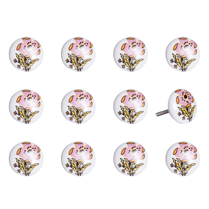 Cabinet Knobs - 1.5" x 1.5" x 1.5" White, Yellow and Pink - Knobs 12-Pack