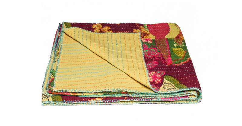 Cheap Throw Blankets - 50" x 70" Multicolored, Traditional, Kantha - Throw