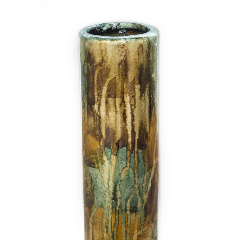 Gold Vase - 5'.5" X 5'.5" X 24" Copper, Red and Gold Ceramic Floor Vase