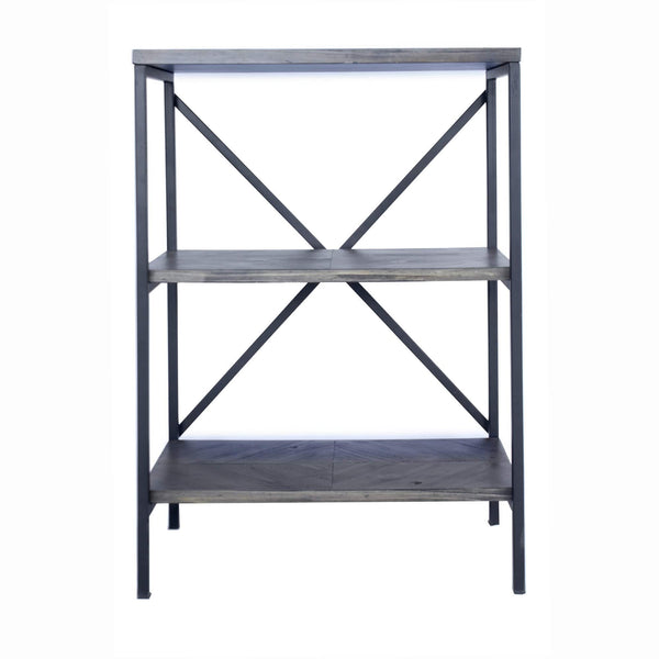 Corner Bookshelf - 22" X 12" X 30'.25" Grey Metal, Wood, MDF Bookcase with  Shelves