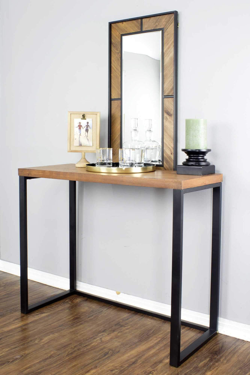 Console Tables - 41'.25" X 16" X 30" Natural Metal, Wood, MDF Console Table