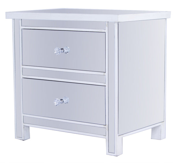 Dresser with Mirror - 23" X 15'.75" X 22" Gray MDF, Wood, Mirrored Glass Accent Cabinet with  Drawers