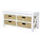 Entryway Bench - 39'.75" X 14" X 18" White MDF, Water Hyacinth Water Hyacinth Storage Bench with Baskets