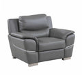Leather Office Chair - 37" Chic Grey Leather Chair