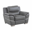 Leather Office Chair - 37" Chic Grey Leather Chair