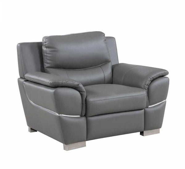 Leather Office Chair - 37" Chic Grey Leather Chair