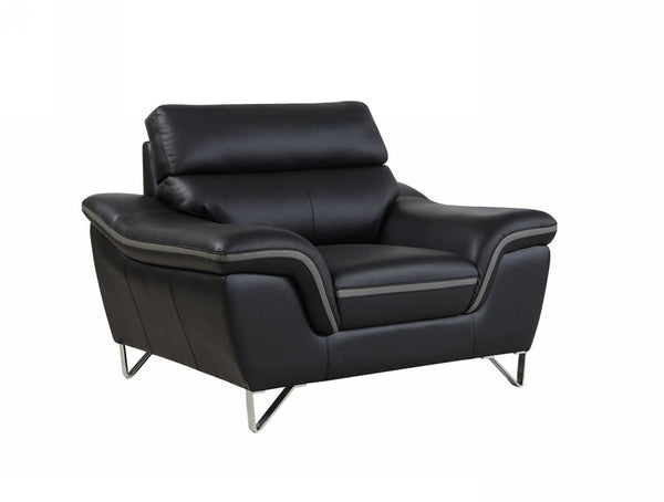 Leather Office Chair - 36" Contemporary Black Leather Chair