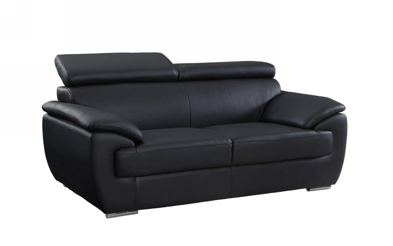 Black Loveseat - 32-38" Captivating Black Leather Loveseat