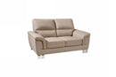 Modern Loveseat - 37" Modern Beige Leather Loveseat