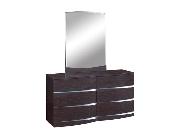 6 Drawer Dresser - 32" Exquisite Wenge High Gloss Dresser