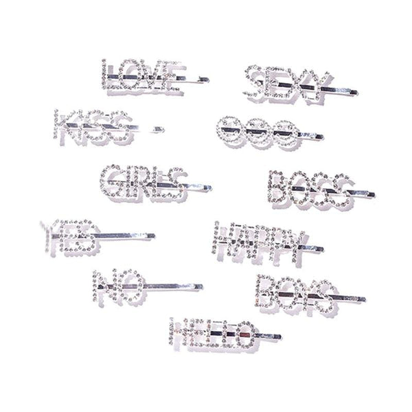 33 Style Headwear For Women Letter Hair Clip Girls Hair Accessories Fashion Charm Cute Rhinestone Gold Silver AExp