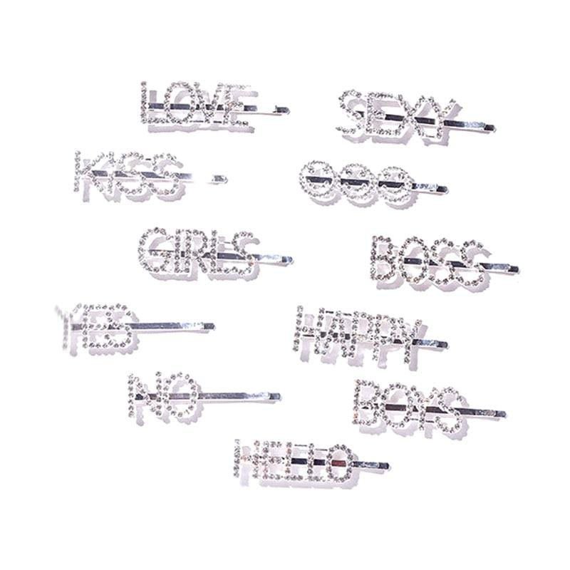 33 Style Headwear For Women Letter Hair Clip Girls Hair Accessories Fashion Charm Cute Rhinestone Gold Silver AExp