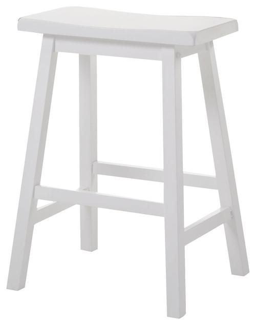 Bar Stools - 18" X 16" X 29" White Rubber Wood Bar Stool (Set-2)