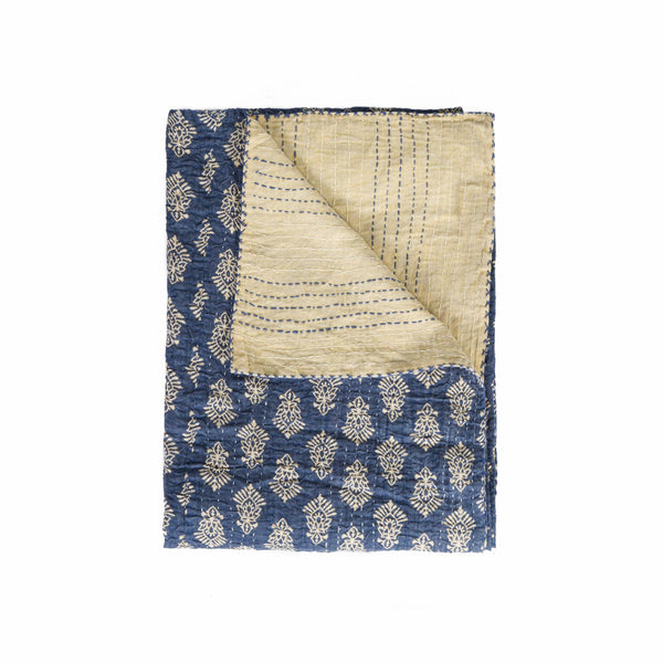 Cotton Throw Blanket - 50" x 70" Multicolored, Kantha Cotton - Throw