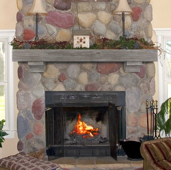 Fireplace Shelf - 60" Sophisticated Cottage Grey Distressed Pine Wood Mantel Shelf