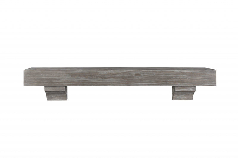 Fireplace Shelf - 60" Sophisticated Cottage Grey Distressed Pine Wood Mantel Shelf