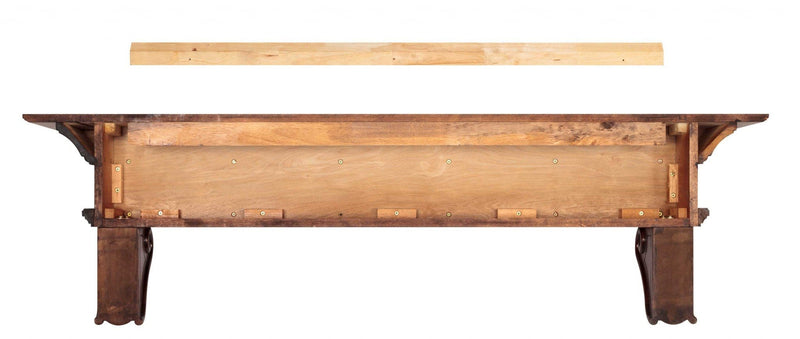 Fireplace Shelf - 72" Graceful Distressed Rustic Cherry Wood Mantel Shelf