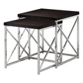 Nest of Tables - 37'.25" x 37'.25" x 40'.5" Cappuccino, Particle Board, Metal - 2pcs Nesting Table Set