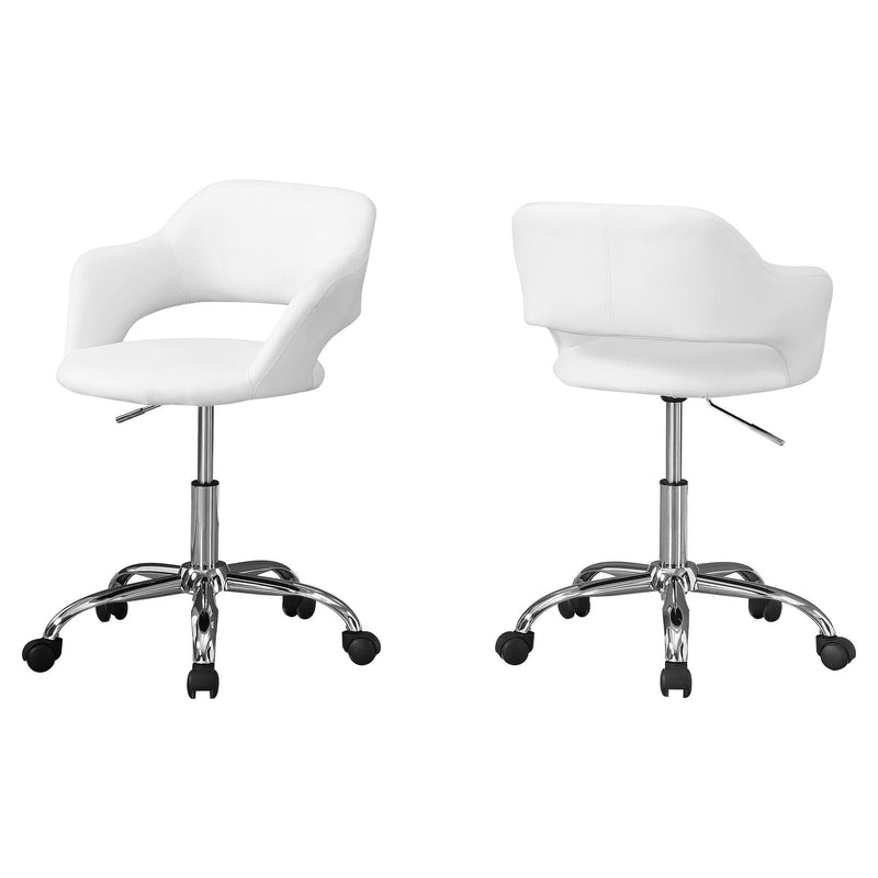 Best Office Chair - 21" x 22'.5" x 29" White, Foam, Metal, Leather-Look, Lift Base - Office Chair