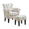 Black Accent Chair - 42" x 51" x 51'.5" Beige, Black, Foam, Solid Wood, Cotton, Linen - 2pcs Accent Chair Set