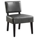 Accent Chair - 27'.5" x 22'.75" x 31'.5" Charcoal, Foam, Solid Wood, Leather-Look - Accent Chair