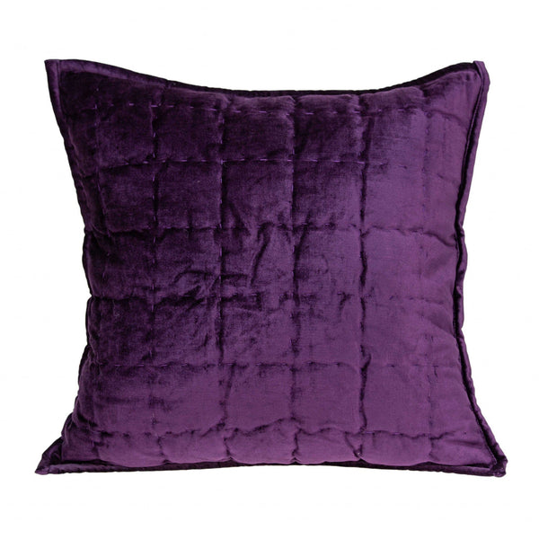 20x20 Pillow Covers - 20" x 0.5" x 20" Transitional Purple Solid Quilted Pillow Cover