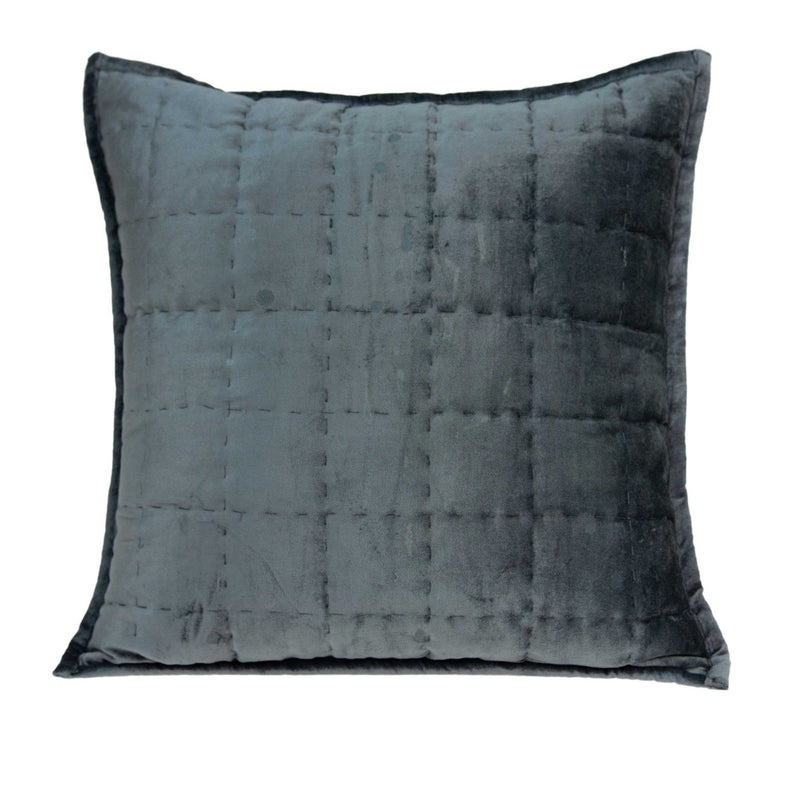 20x20 Pillow Covers - 20" x 0.5" x 20" Transitional Charcoal Solid Quilted Pillow Cover