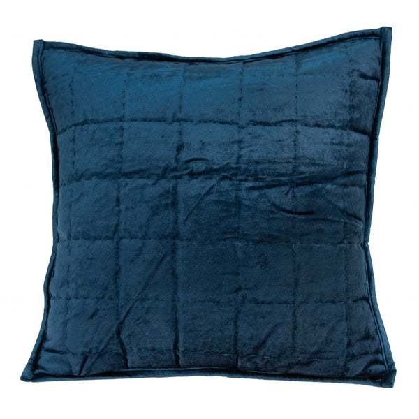 20x20 Pillow Covers - 20" x 0.5" x 20" Transitional Navy Blue Solid Quilted Pillow Cover