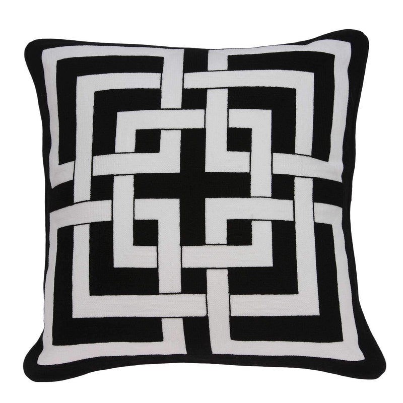 Black Throw Pillows - 20" x 0.5" x 20" Transitional Black and White Accent Pillow Cover