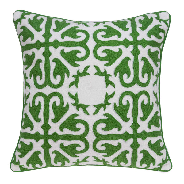 Body Pillow Covers - 20" x 0.5" x 20" Transitional Green and White Accent Cotton Pillow Cover