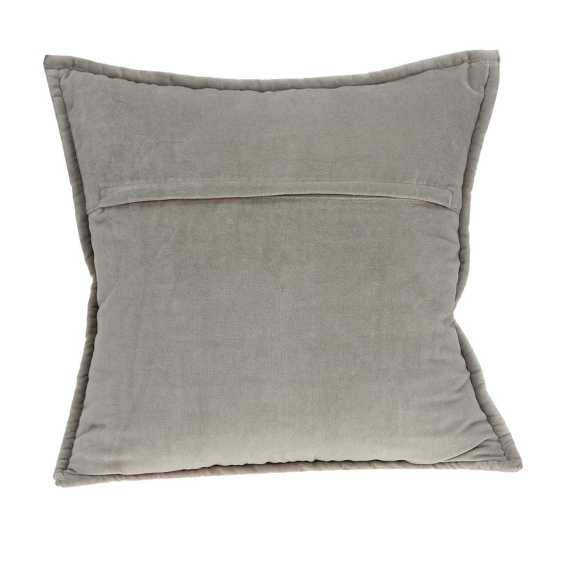 Decorative Pillow Covers - 20" x 7" x 20" Transitional Gray Solid Quilted Pillow Cover With Poly Insert
