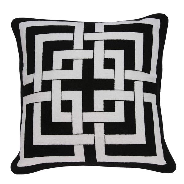 Black Throw Pillows - 20" x 7" x 20" Transitional Black and White Pillow Cover With Poly Insert