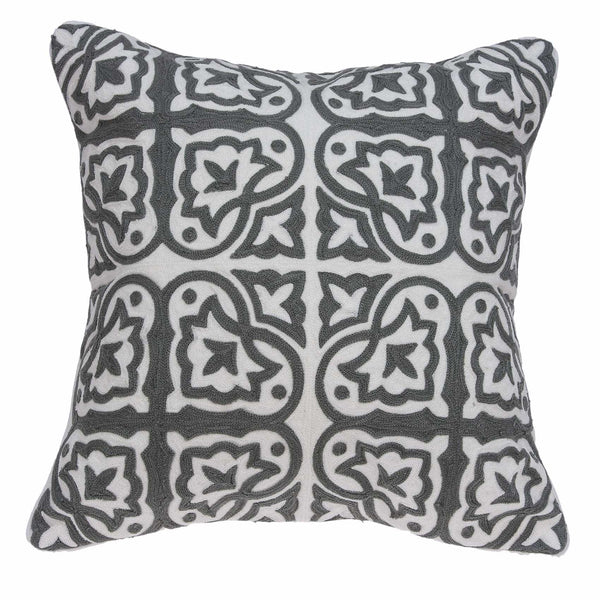 20x20 Pillow Covers - 20" x 7" x 20" Traditional Gray and White Cotton Pillow Cover With Poly Insert