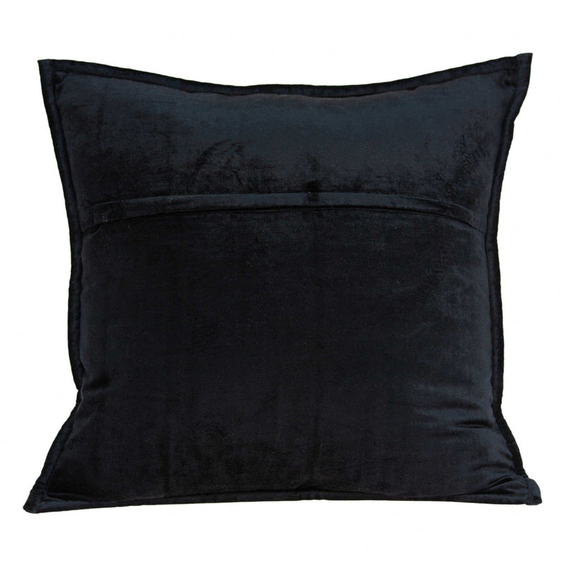 Black Throw Pillows - 20" x 7" x 20" Transitional Black Solid Quilted Pillow Cover With Down Insert