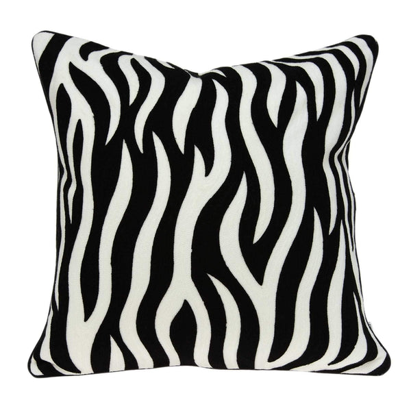 Black Throw Pillows - 20" x 7" x 20" Transitional Black and White Zebra Pillow Cover With Down Insert