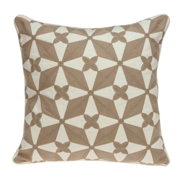 20x20 Pillow Insert - 20" x 7" x 20" Cool Transitional Beige and White Pillow Cover With Down Insert